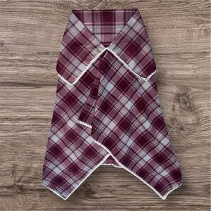 Plaid Burgundy and Gray Women’s Fleece Poncho size S/M